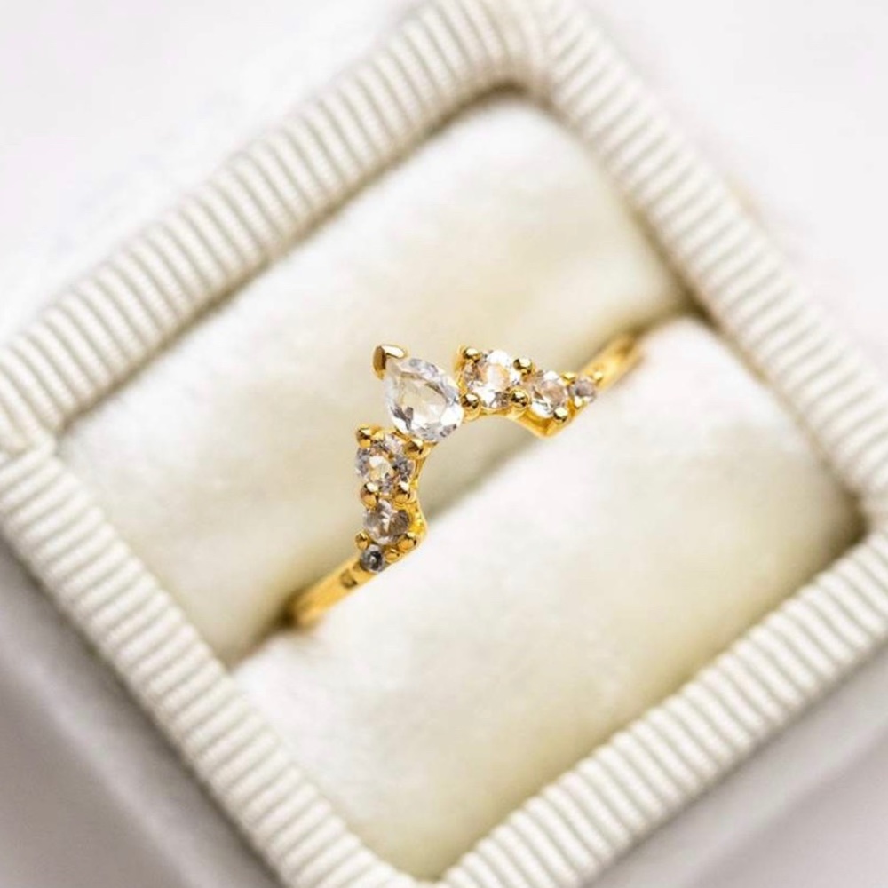 Sterling Silver White Topaz Angels Arc Ring